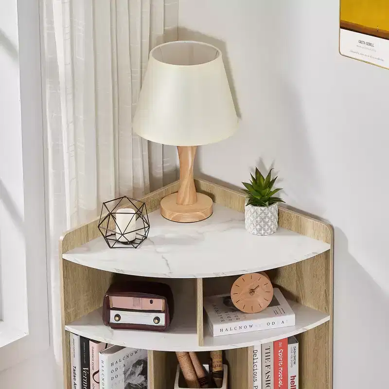 VECELO Corner Cabinet, 3-Tier Cube Storage Organizer, Triangle Bookcases with 8 Cubbies