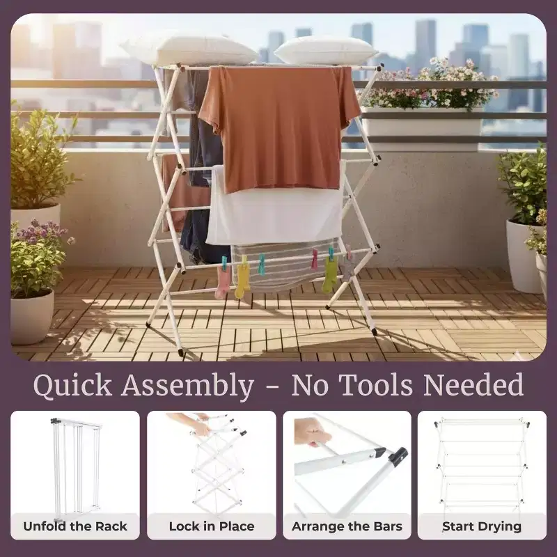 Lavish Home Collapsible Clothes Drying Rack, White