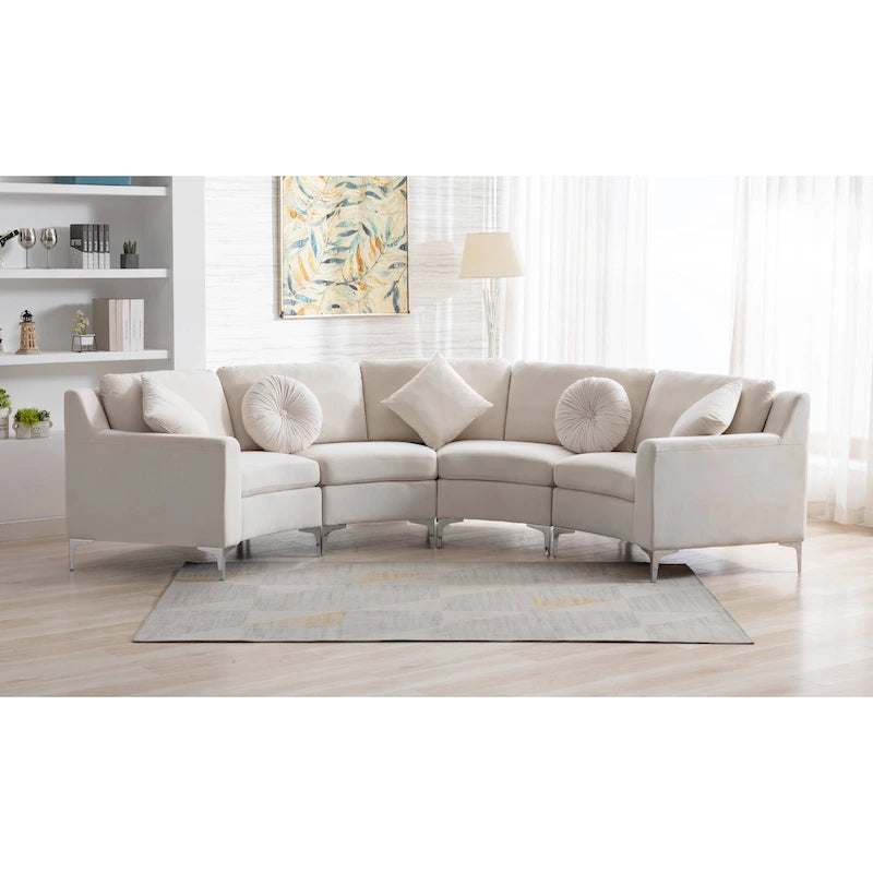 136  Velvet Semicircle couch Modular Curve Sectional Sofa