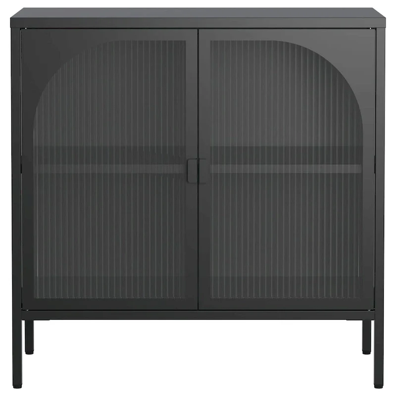 Metal Sideboard Cabinet with 2 Glass Doors and Adjustable Shelves