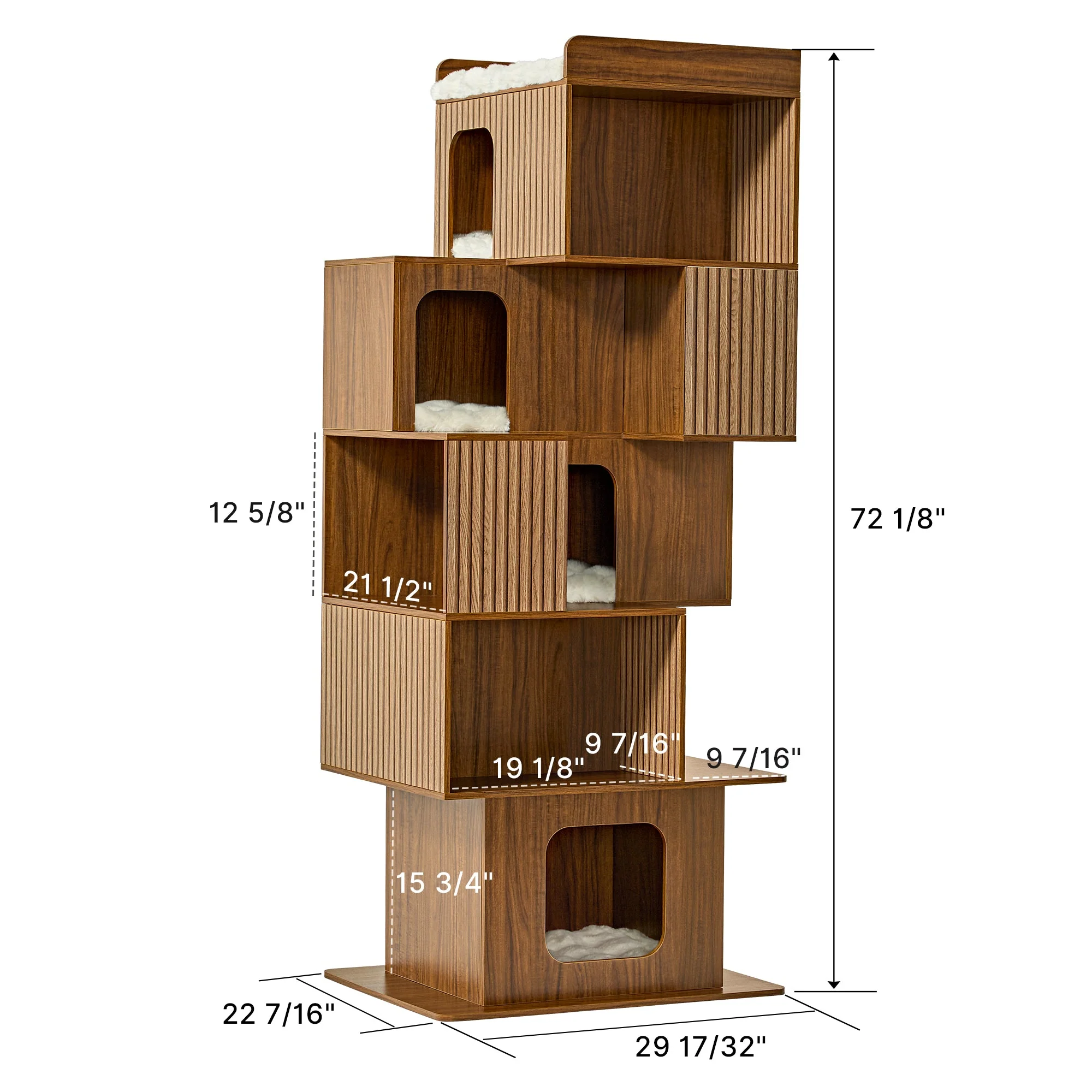 72'' Owner and Pet Shared Bookshelf Cat Tree