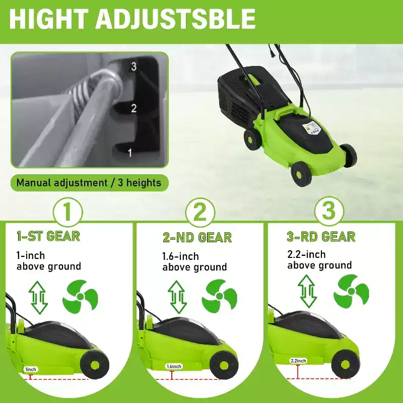 FDW 12 Amp Lawn Mower 13 Inch Grass Cutter Machine with Collection Box