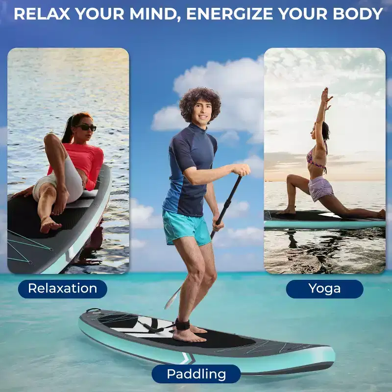 SereneLife Inflatable Stand-Up Paddleboard for Water Sports with Double-Action Hand Pump, Durable Design, Lightweight, Easy to Transport