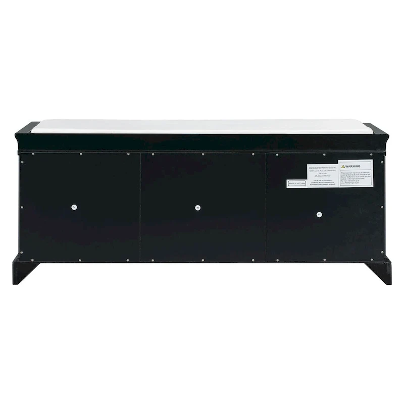 Storage Shoes Bench with 2 Drawers, 2 Cabinets and Removable Cushion