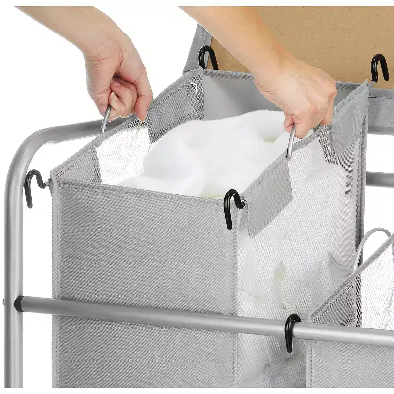 Triple Sorter Ironing and Folding Table Gray: Freestanding Closet Storage & Garment Rack, Polypropylene Frame