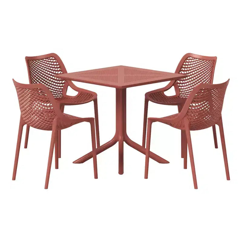 WestinTrends Playa 5-Piece Modern Square Patio Dining Table Set with Stackable Patio Dining Chairs