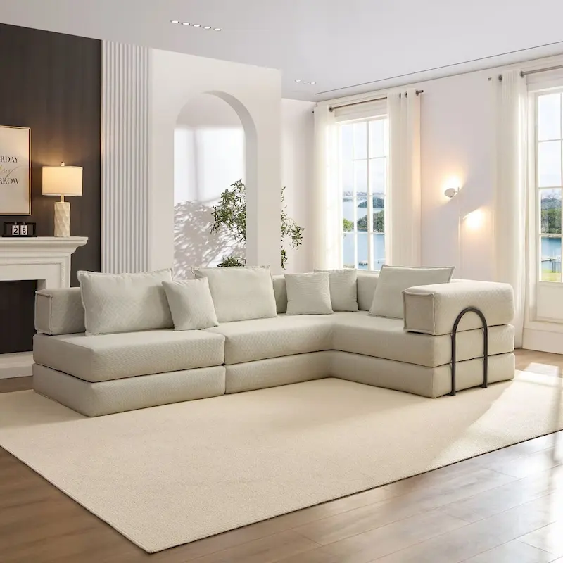 118.2 Oversized Upholstered Sectional Sofa, DIY Corduroy Sofa