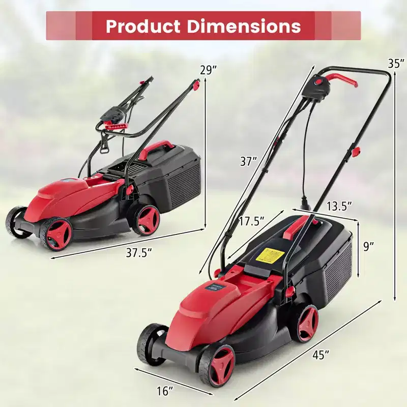 Costway Electric Corded Lawn Mower 10/12-AMP 13/14-Inch Walk-Behind Lawnmower with Collection Box