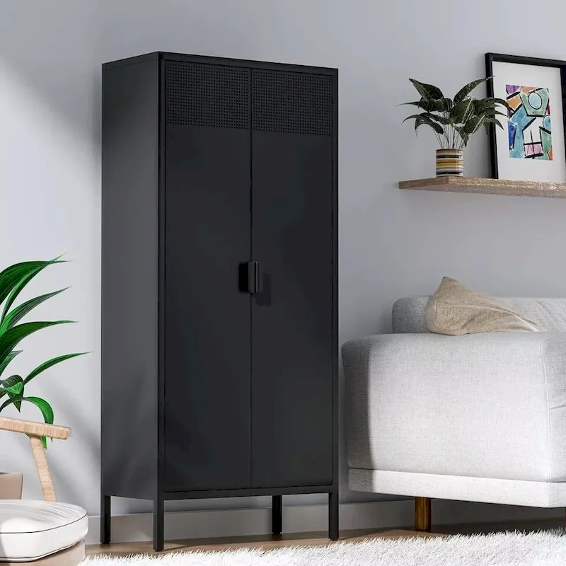 61 Inches High Metal Food Storage Cabinet, Equipped With Adjustable Shelves And Suitable For Homes And Kitchens
