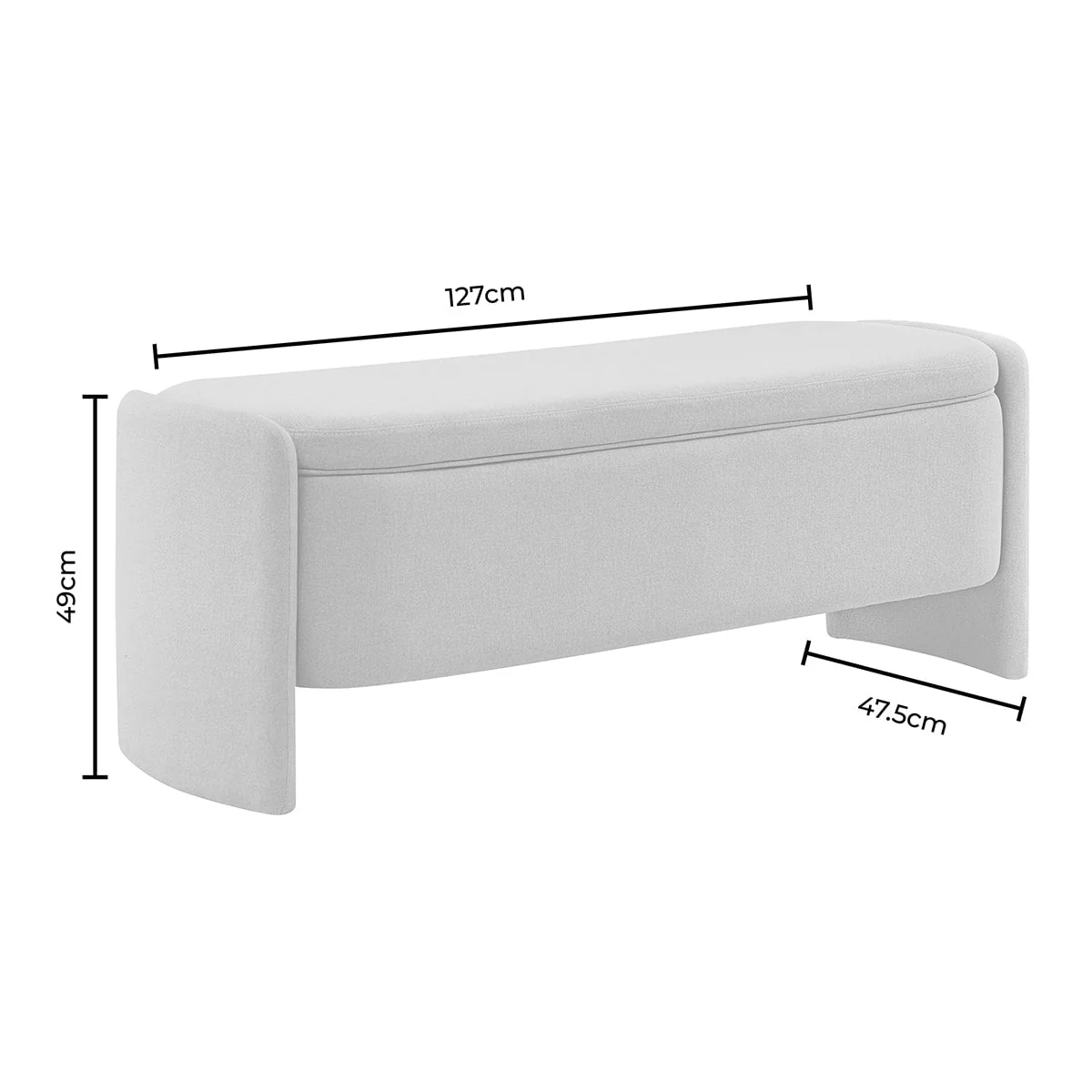 Curved Storage Bench - Oatmeal