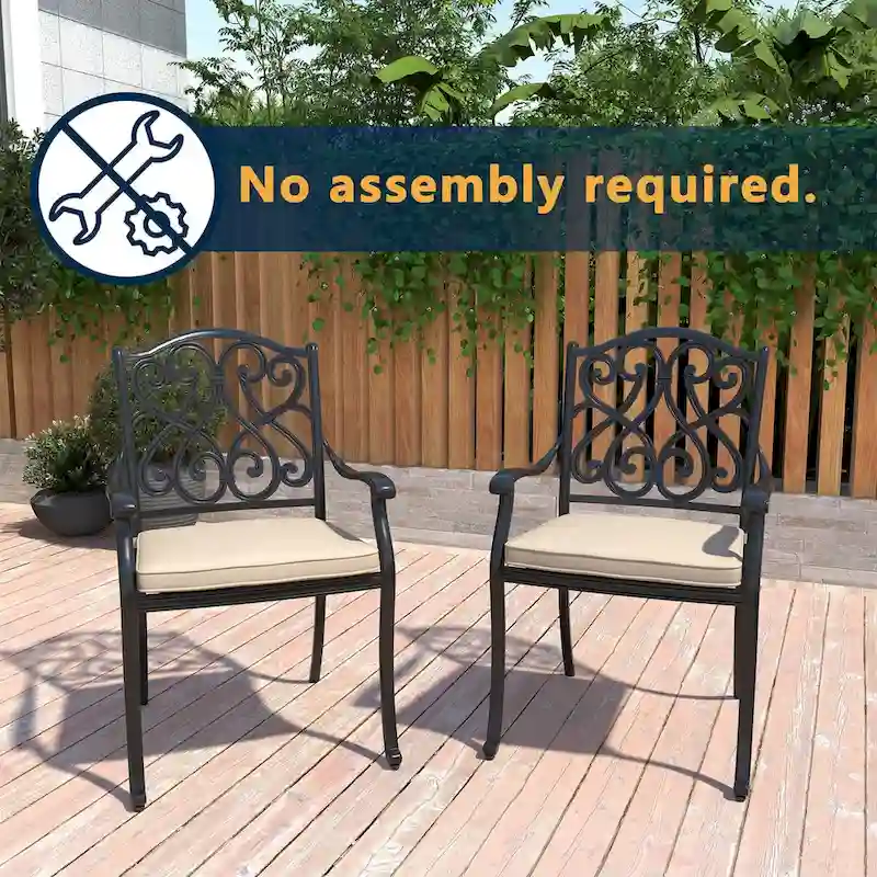 7-Piece Cast Aluminum Patio Dining Set with Cushions