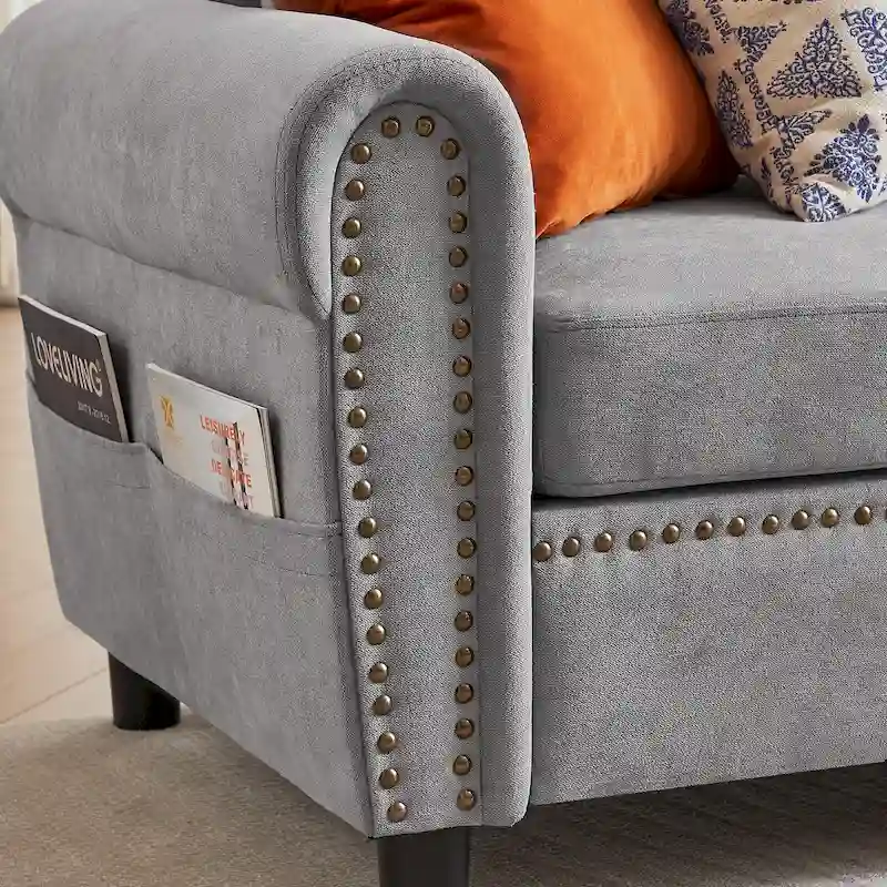 106.69 4 Seater L Shaped Reversible Sectional Sofa with Side Storage Bags