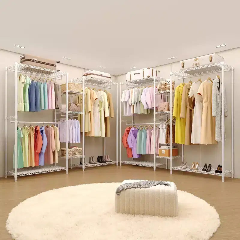 Freestanding Clothing Rack, 70.5 H Garment Rack Combo with Adjustable Shelves Storage for Bedroom Laundry Room Closet