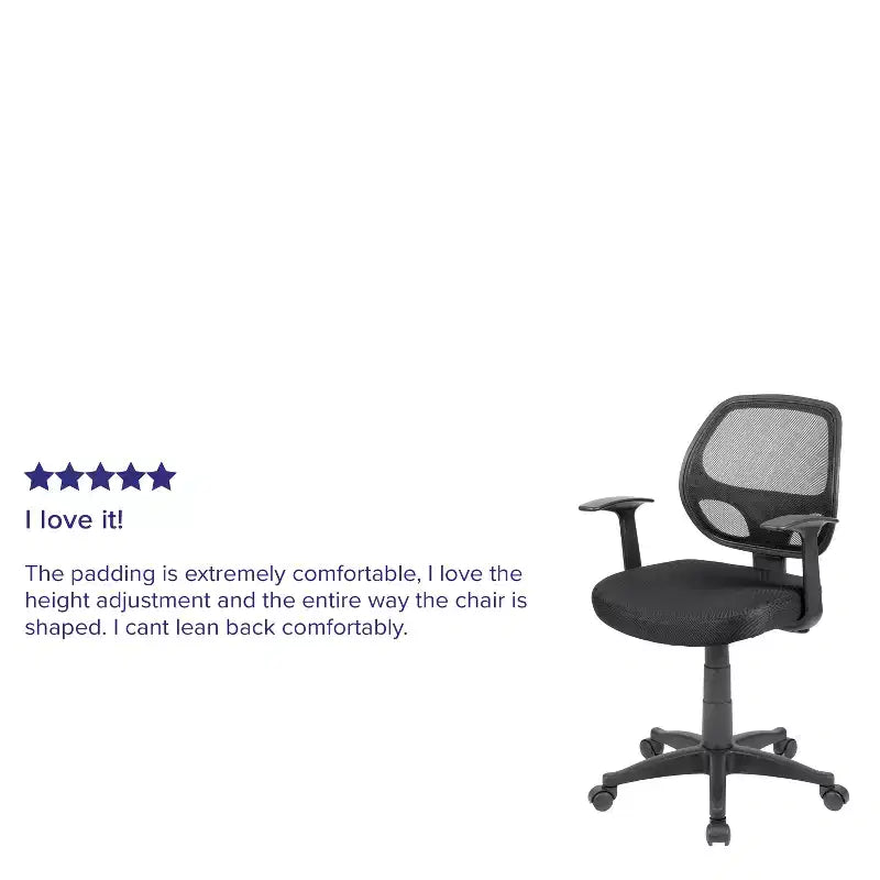 Mid-Back Black Mesh Swivel Task Office Chair with T-Arms
