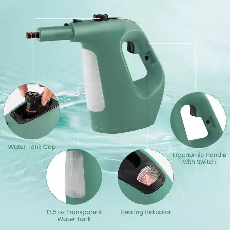 Costway 1400W Multipurpose Handheld Steam Cleaner Steam Mop with 14 Accessories Blue/Green