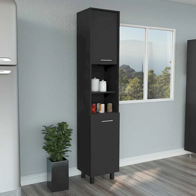 Pantry Cabinet with Three Interior Shelves, White Finish