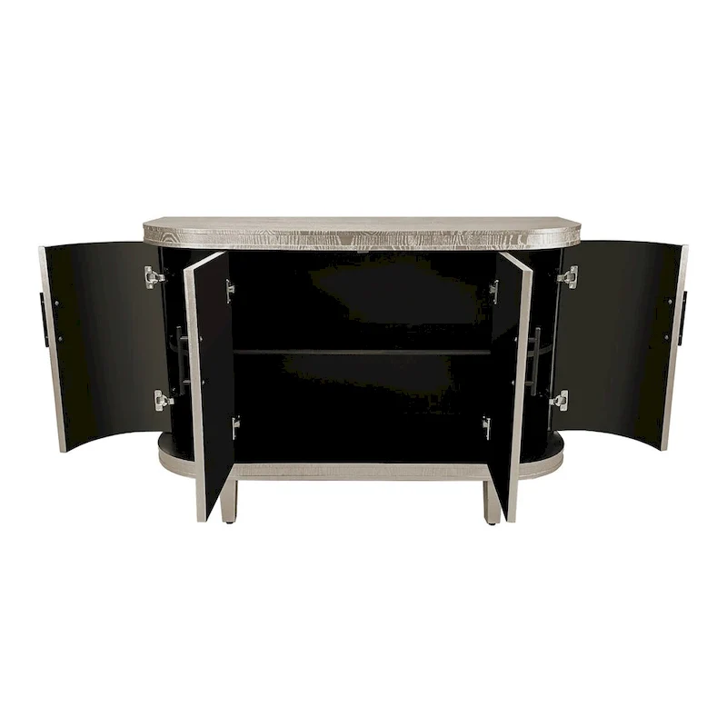 Modern Curved Sideboard Storage Cabinet with 4 Doors and Adjustable Shelves