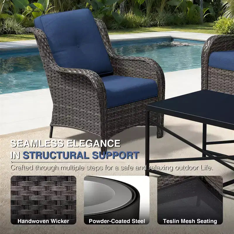 UPTIOT All-Weather Olefin Wicker Sofa Set with Multi-Functional Ottomans