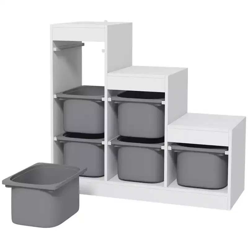 Kids Toy Storage Organizer with 6 Bins & 3 Layers, Gray