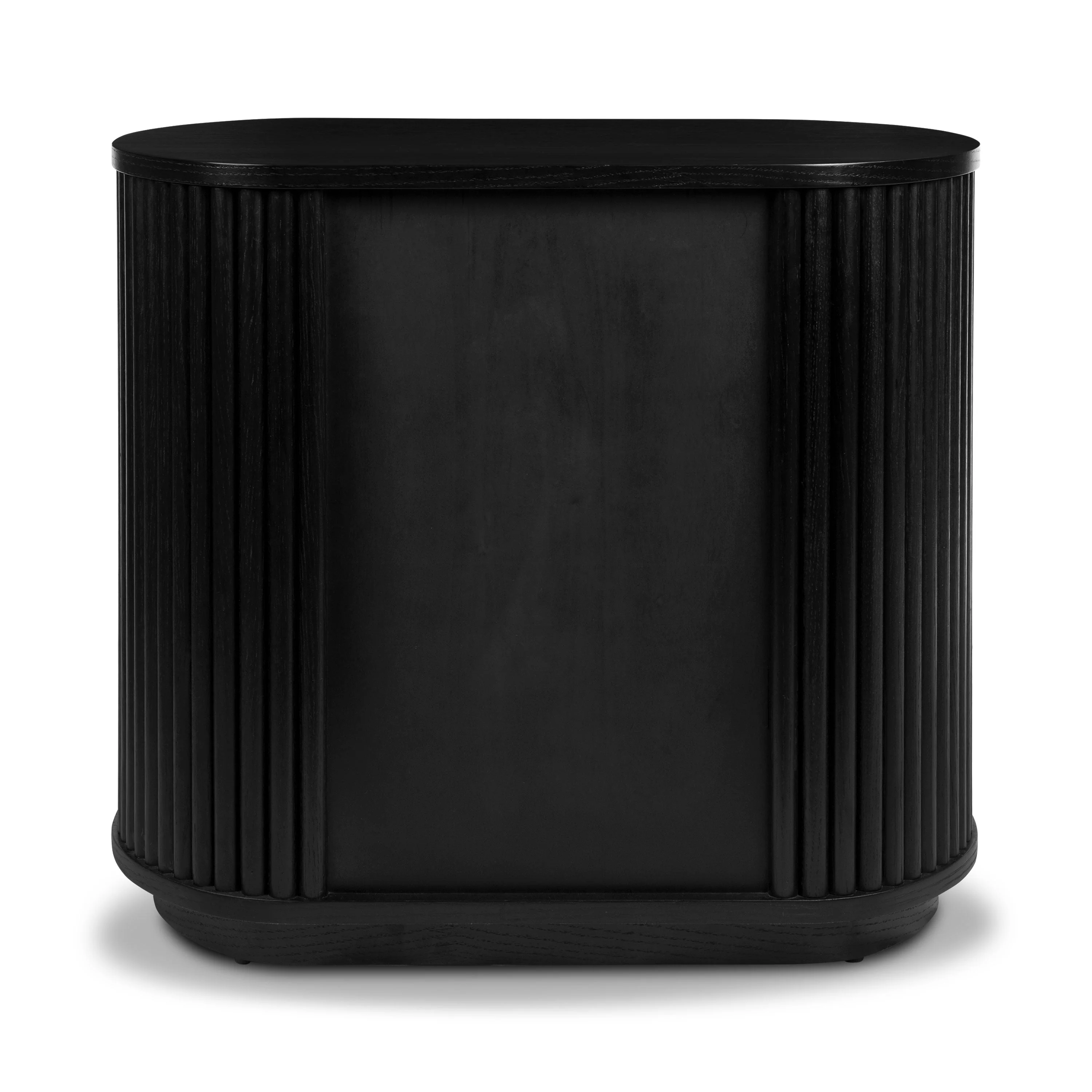 Modern Black Nightstand with Solid Oak Frame for Bedroom
