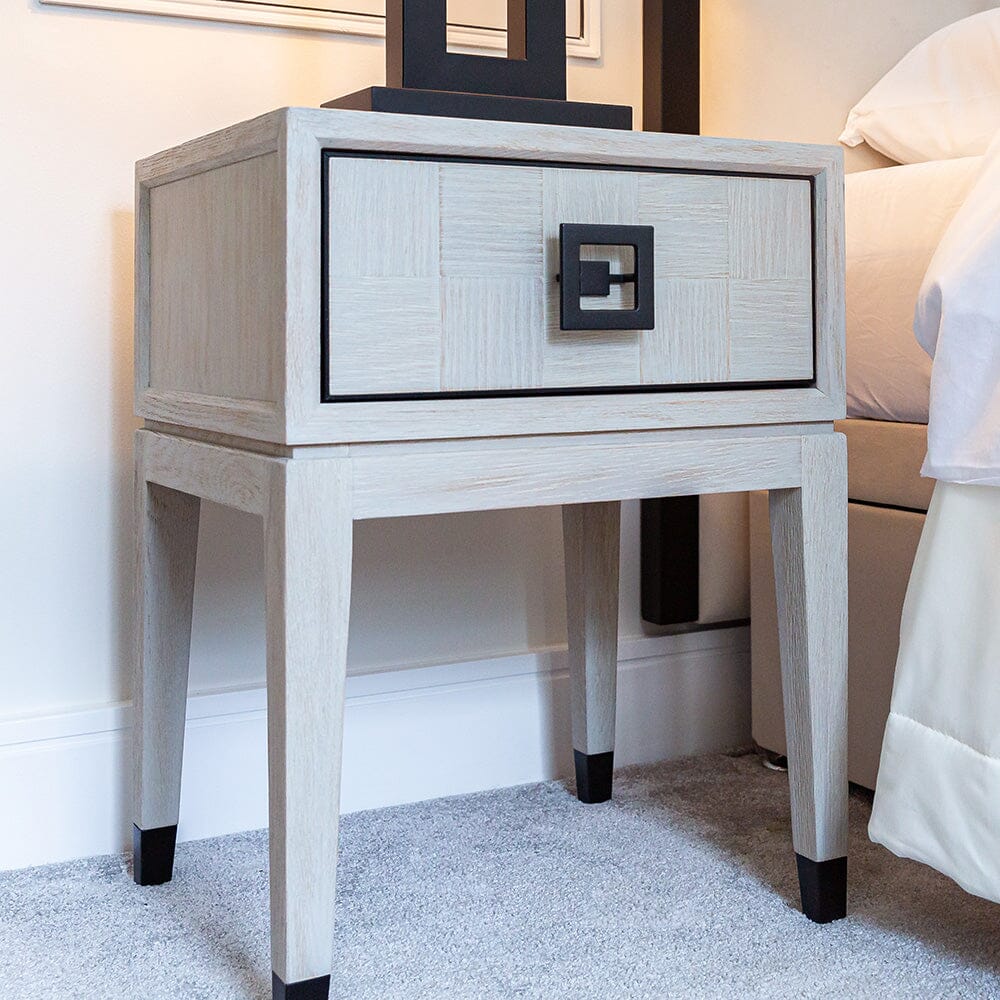 White Wash Oak Veneer Bedside Table