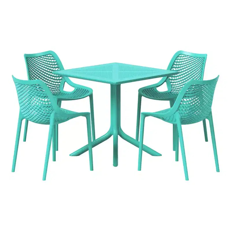 WestinTrends Playa 5-Piece Modern Square Patio Dining Table Set with Stackable Patio Dining Chairs