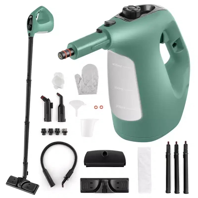 Costway 1400W Multipurpose Handheld Steam Cleaner Steam Mop with 14 Accessories Blue/Green