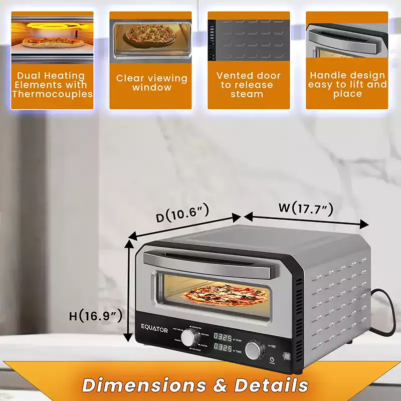 Equator ELECTRIC PIZZA OVEN Multi Program w/ Baking Stone Countertop 0.5cf 110V