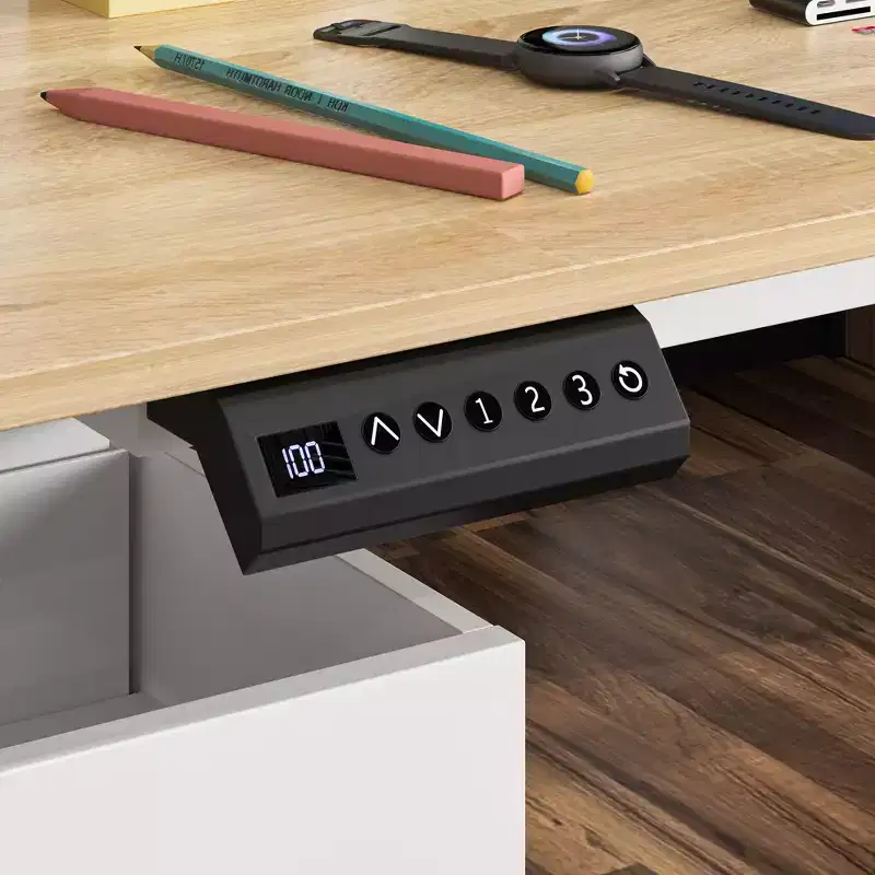 Height-Adjustable Computer Desk Office Desk Standing Desk: L-Shaped Spacious Desktop, Storage Cabinets