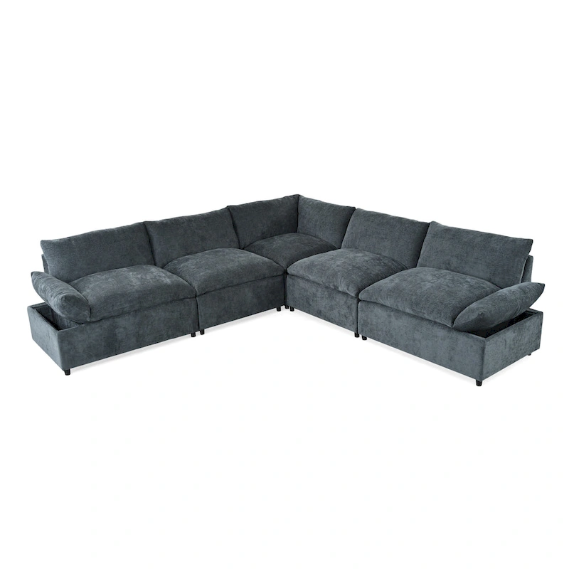 Christopher Knight Home - Harper 115 Modular Upholstery Sectional Sofa with Plush Cushions and Hidden Storage Compartments