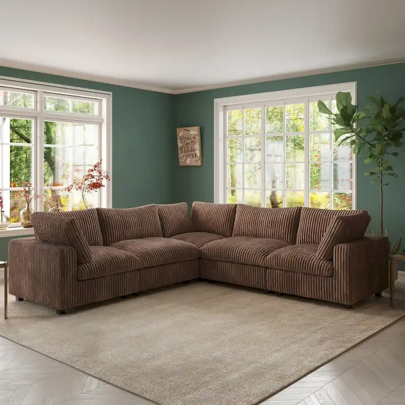 Cloud Corner Sofa Soft Plush Upholstered Modular Sectional Sofa Down Filled Living Room Couch