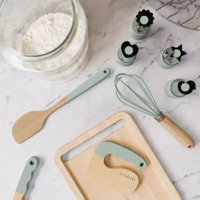 Wooden Cooking & Baking Set for Kids  Safe, Real Kitchen Tools  Durable Utensils, Perfect Gift for Creating Lasting Family Memories
