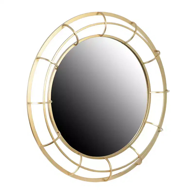 Round Wire Framed Wall Mirror, Gold