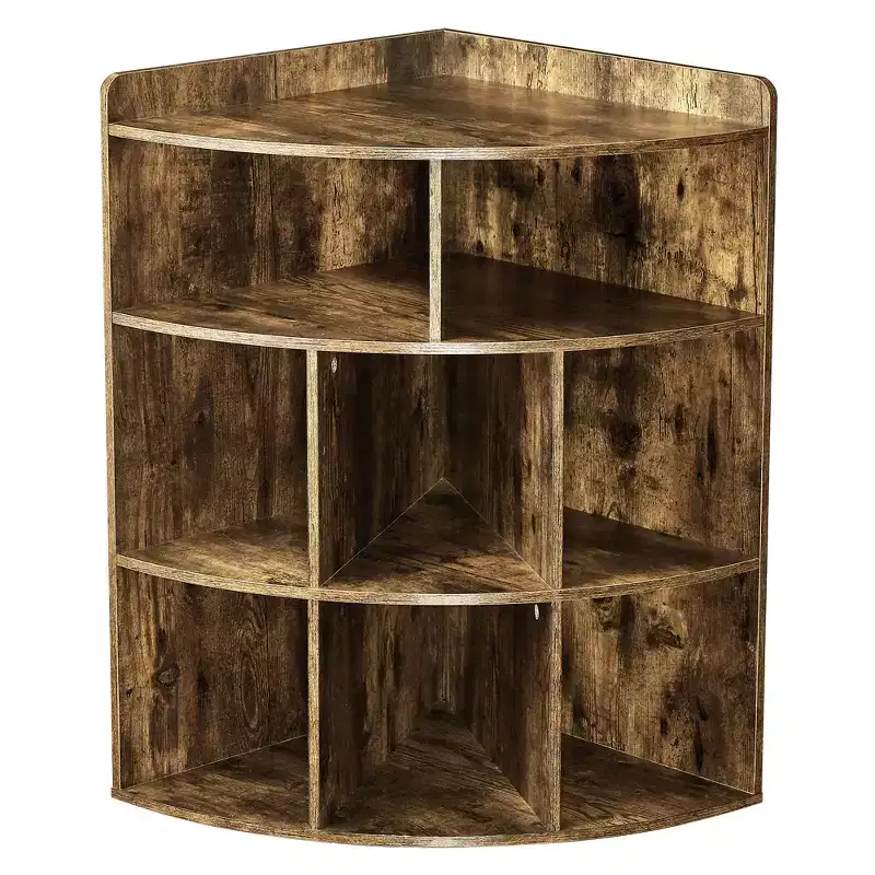 VECELO Corner Cabinet, 3-Tier Cube Storage Organizer, Triangle Bookcases with 8 Cubbies