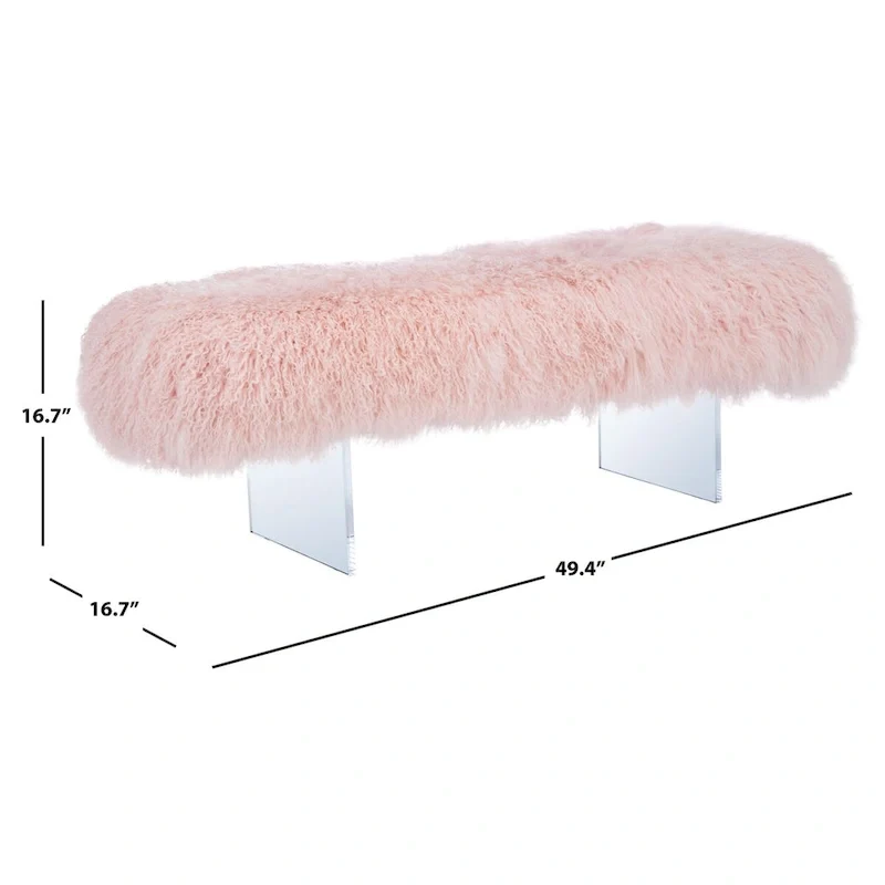 Gaetane Sheepskin Ottoman with Acrylic Legs