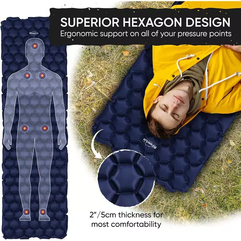 PowerLix Ultralight Sleeping Pad with Inflating Bag, Compact Hiking & Camping Mat