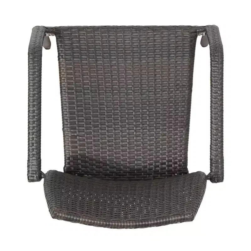 GDFStudio Blanca Outdoor Wicker 3 Piece Stacking Chair Chat Set, Multibrown