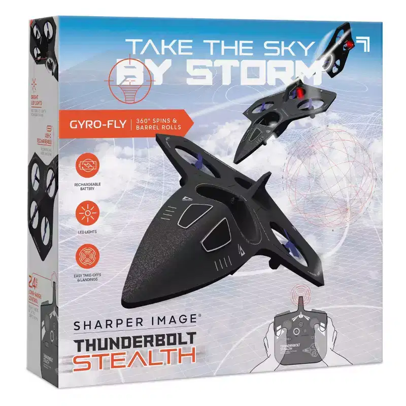 Sharper Image Thunderbolt Stealth Drone: Remote Controlled, Gyroscopic Stabilization, Indoor Use, Beginner Skill Level