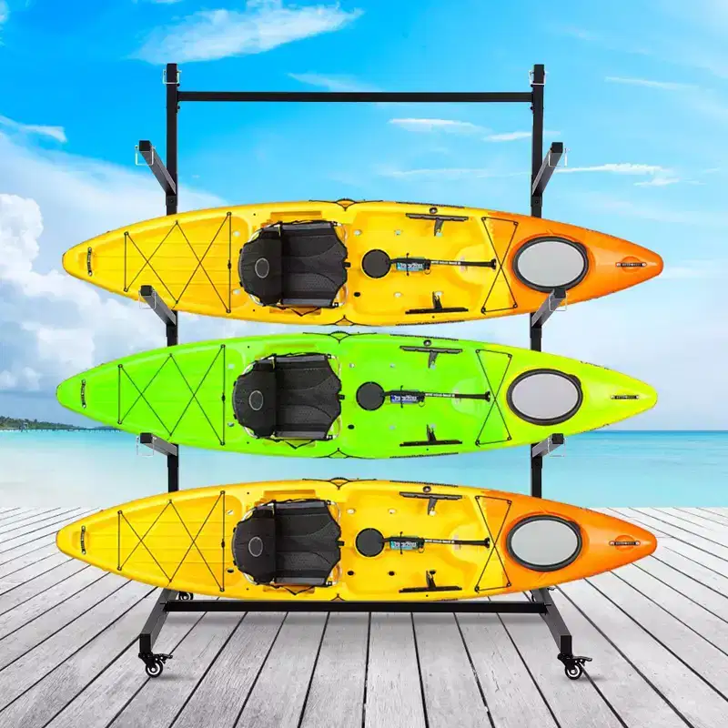 Kayak Storage Rack, Heavy Duty Kayak Racks for Outdoor Storage, Freestanding Kayak Storage Rack with Wheels for Kayaks, Canoes