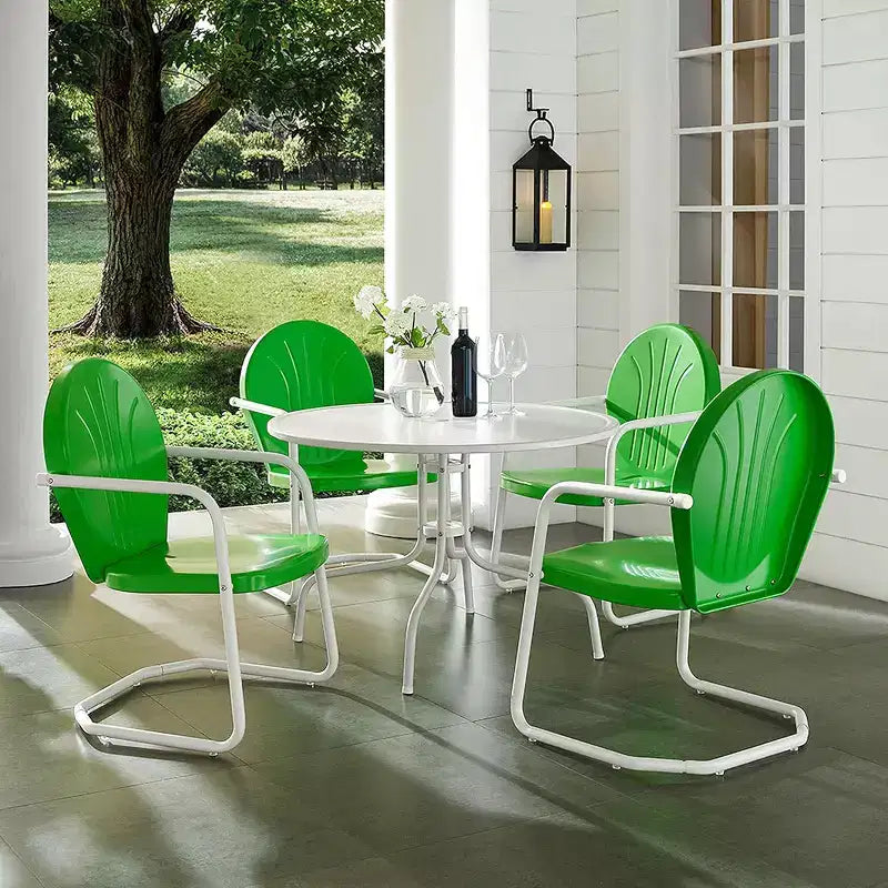 HomeStock Griffith 5Pc Outdoor Metal Dining Set - Table & 4 Chairs