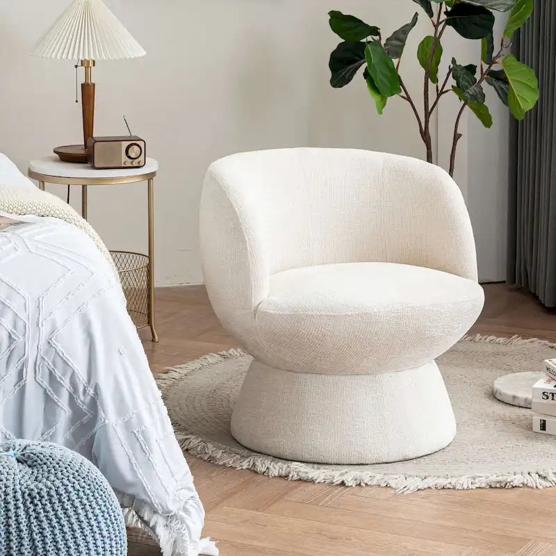 Set of1 Boucle Upholstered Modern Style Swivel Accent Chair