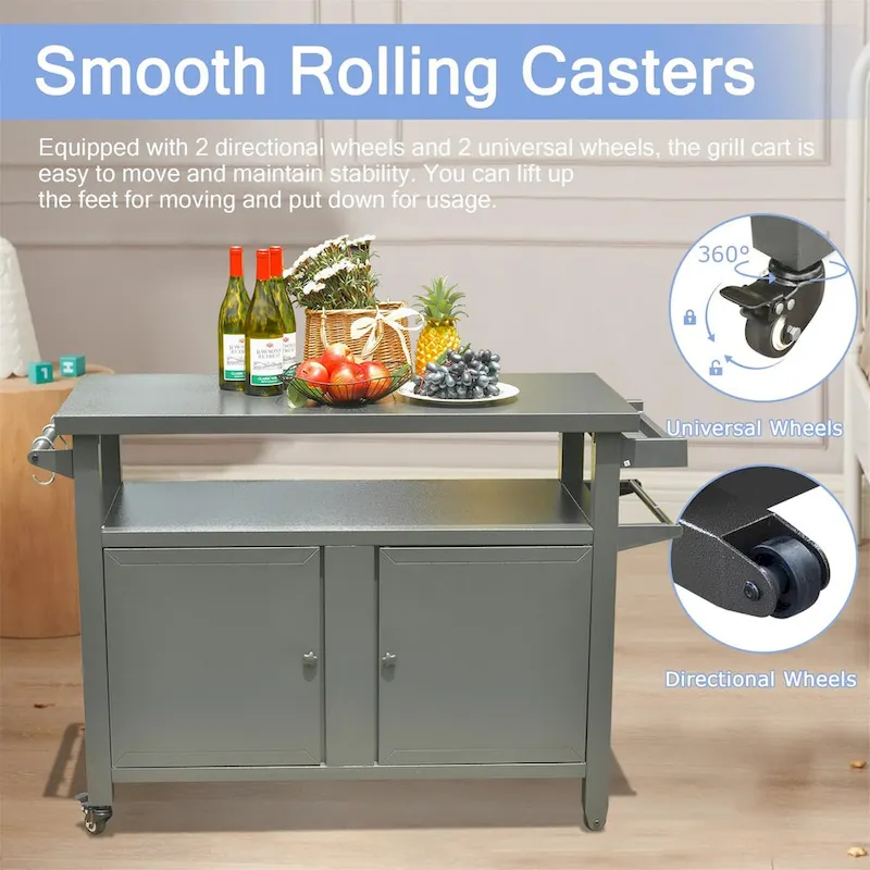 Grill Carts Outdoor Storage Cabinet with Wheels