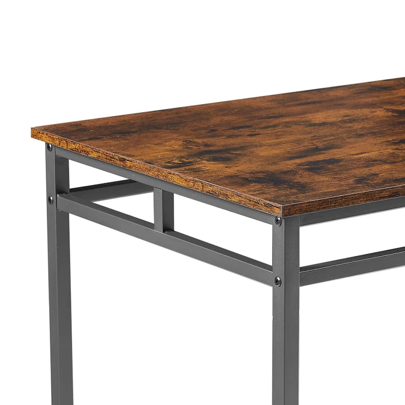 Counter Height Dining Table Set with 4 Bar Stools Metal Frame Vintage Wooden Tabletop Rectangular Dining Table, 5-Piece