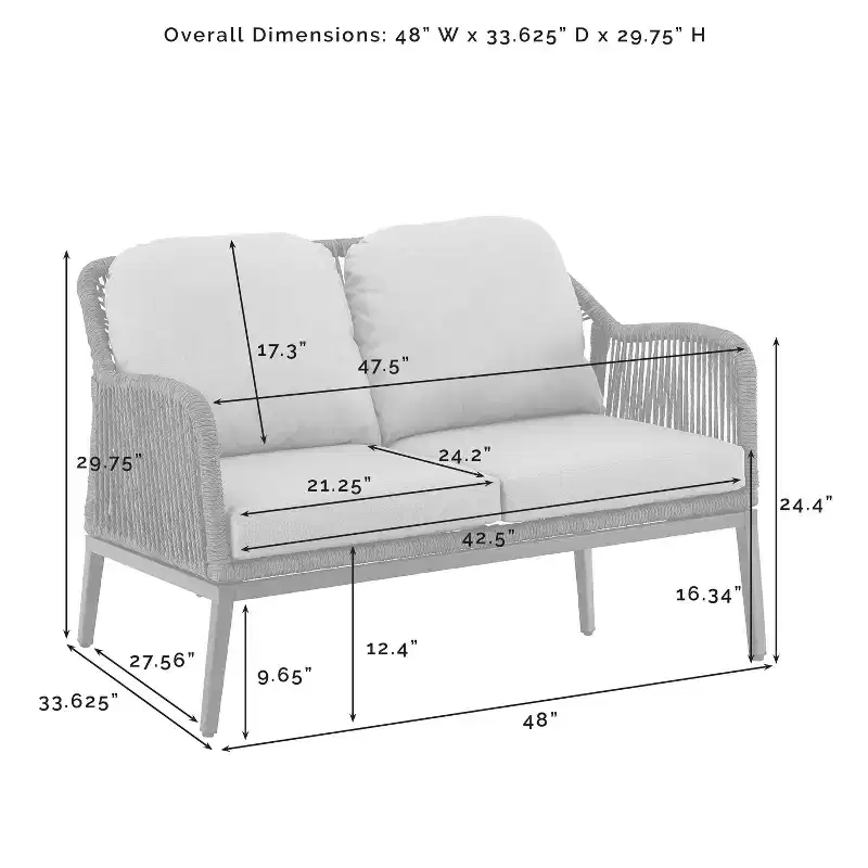 Haven 2pc Outdoor Wicker Conversation Set - Light Gray - Crosley: Includes Loveseat & Coffee Table, Removable Cushions