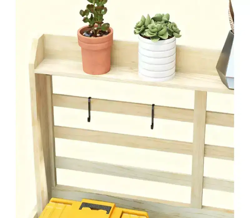 Whisen Patio Wooden Potting Bench, Outdoor Garden Work Station Table with Storage Cabinet, Open Shelf and Removable Sink