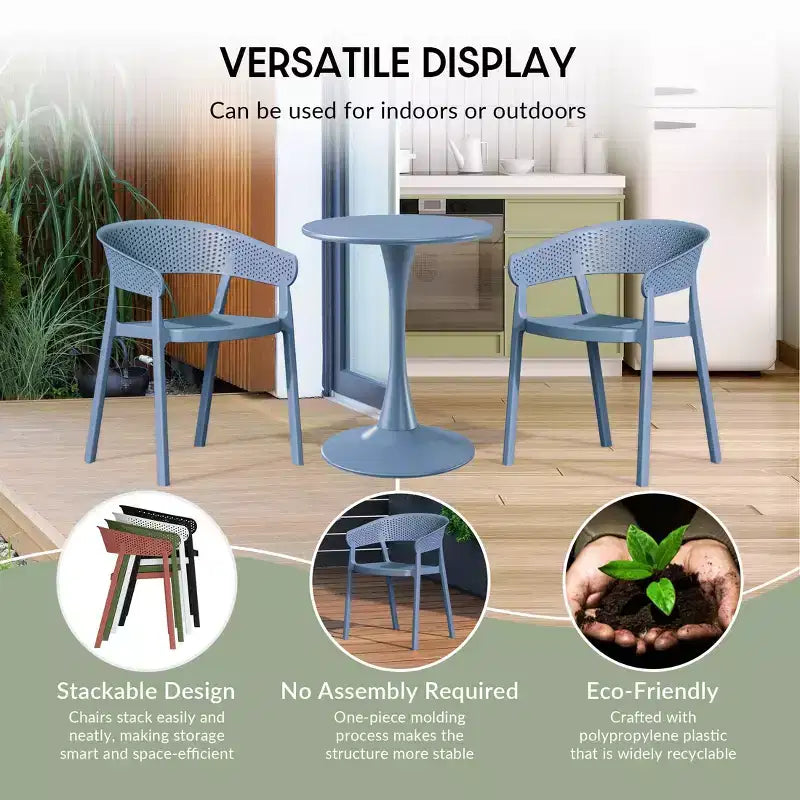WestinTrends Playa 5-Piece Outdoor Resin Square Patio Dining Table Set with Stackable Patio Dining Chairs