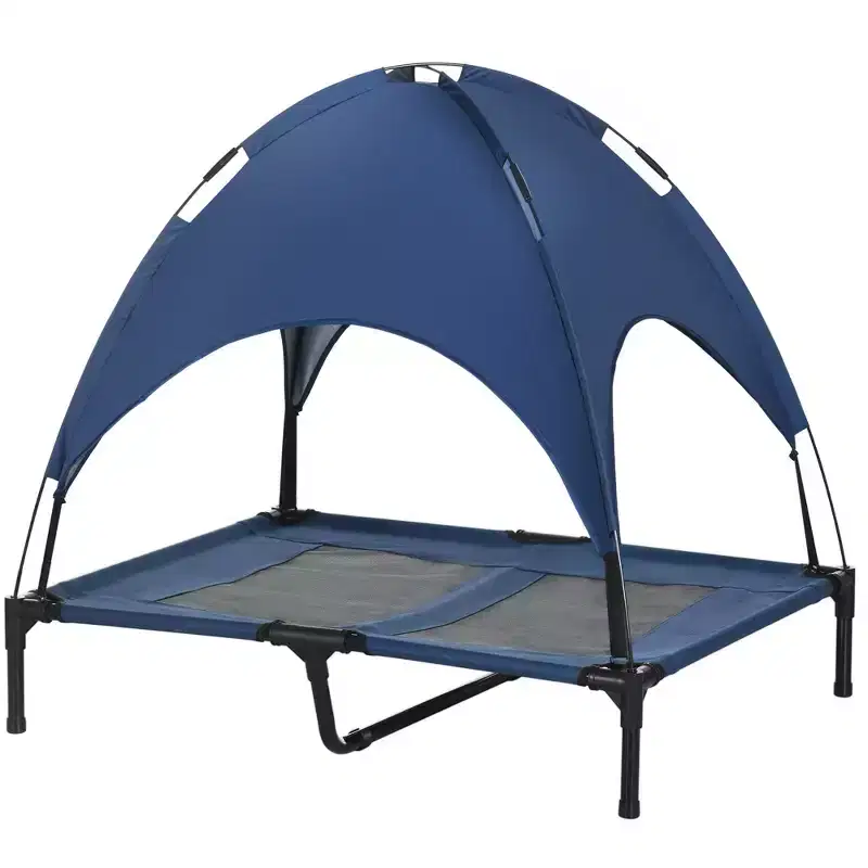 Skyzone 4836 Foldable Elevated Dog Cot with UV-Protective Canopy, Breathable Cooling Pet Bed