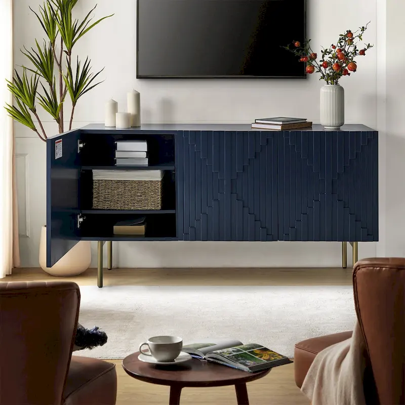 Modern 58 Wide Sideboard with Cable Management & Adjustable Feet