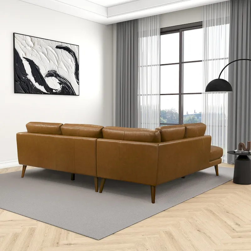 Bloom Living Room Corner Genuine Leather Sectional Sofa