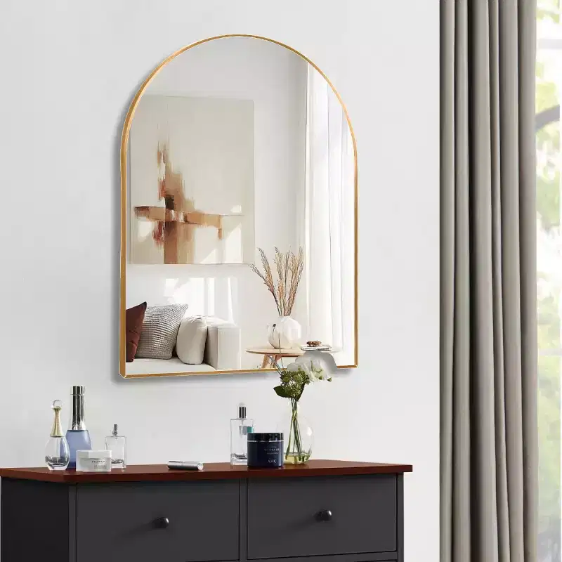 30 x 40 Arched Decor Wall Mirror, Large Modern Aluminum Alloy Frame Vanity Mirror for Entryway & Bathroom